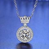14K 1CT Moissanite Necklace Crown Pendent