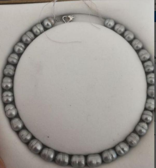Tahitian Silver Grey Baroque Pearl Necklace 18''