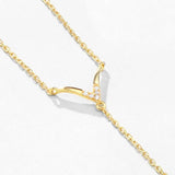 V Shape Pearl Necklace Sterling 925 Silver Long Chain Jewelry Gift