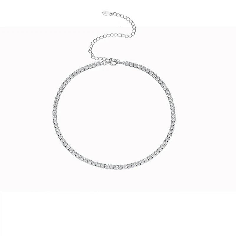 925 Silver Diamond Chokers Tennis Necklace for Women