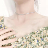 925 Silver Diamond Chokers Tennis Necklace for Women