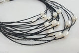 15 Rows Gray Leather & 11-12mm Pearl Necklace