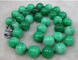 NATURE GREEN 14MM Stone Beads Necklace 18IN