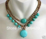 Brown Pearl Turquoise Pendant Necklace