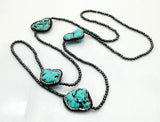 Vintage Spinel Turquoise Stone Long Sweater Necklaces
