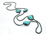 Vintage Spinel Turquoise Stone Long Sweater Necklaces