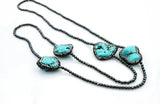 Vintage Spinel Turquoise Stone Long Sweater Necklaces