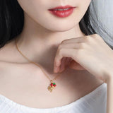 Designer Squirrel Love Fruit Necklace, 925 Sterling Silver