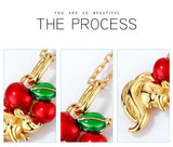 Designer Squirrel Love Fruit Necklace, 925 Sterling Silver