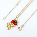 Designer Squirrel Love Fruit Necklace, 925 Sterling Silver