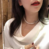 Natural Pearl Necklace Clavicle Bow Tie Short Micro Inlay Zircon Choker