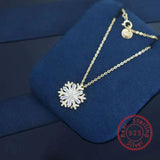 CZ Zircon Diamond Snowflake Pendant Necklace 925 Sterling Silver