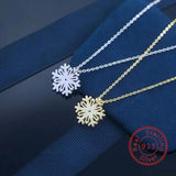 CZ Zircon Diamond Snowflake Pendant Necklace 925 Sterling Silver