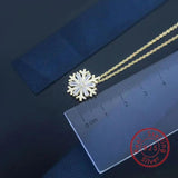 CZ Zircon Diamond Snowflake Pendant Necklace 925 Sterling Silver