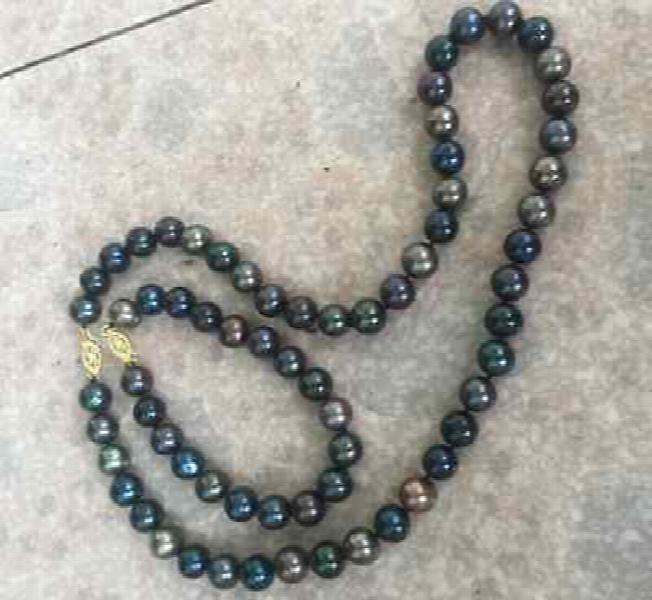 Tahitian Black Red Multicolor Pearl Necklace & Bracelet Set