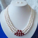 Freshwater Pearl Jade Necklace Earring Set
