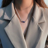 Sterling Silver Purple Zircon Pendant Necklace with Natural Pearl Beads Chain