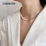 925 Silver Pearl Beads Choker Necklace for Women Twisted Chain Necklaces