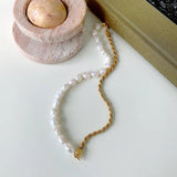 925 Silver Pearl Beads Choker Necklace for Women Twisted Chain Necklaces
