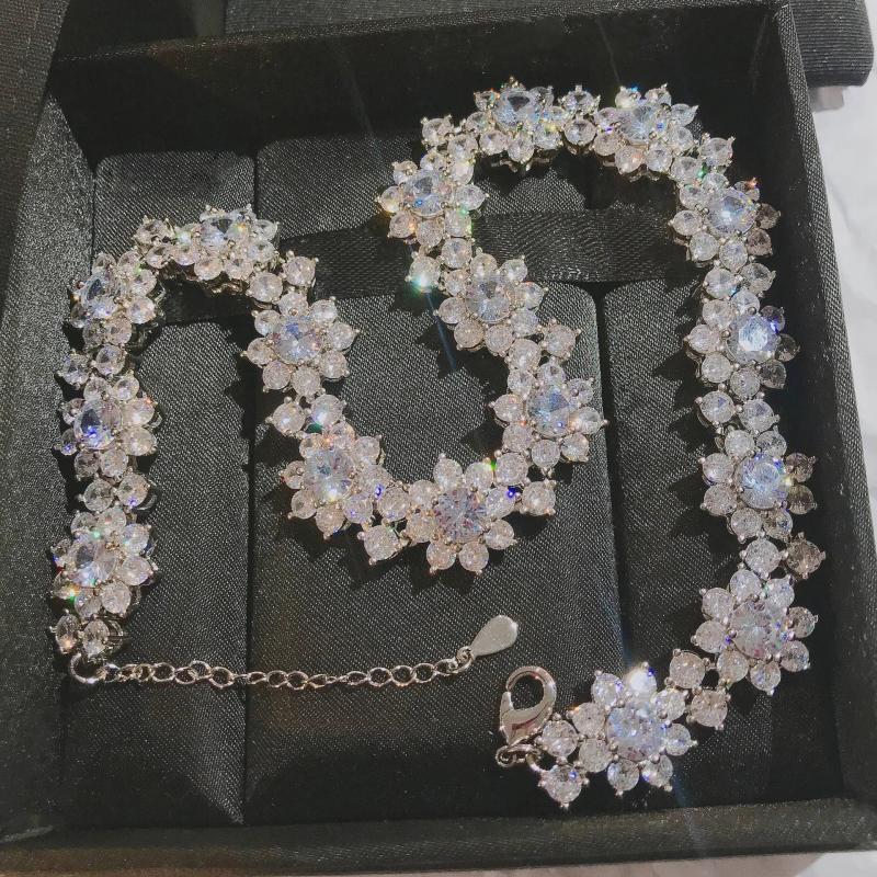 High Carbon Diamond Sun Flower Necklace