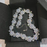 High Carbon Diamond Sun Flower Necklace