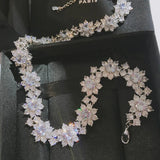 High Carbon Diamond Sun Flower Necklace