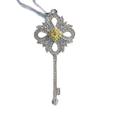 925 Silver Citrine Sapphire Key Pendant Necklace Fine Jewelry