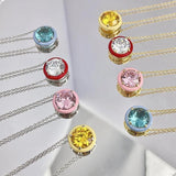 Enamel CZ Collar Necklace 925 Silver Wedding Jewelry