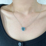 Silver CZ Heart Necklace Enamel Candy Chain Women Wedding Jewelry