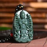 Hand Carved Hotan Jade Thousand Hand Guanyin Pendant Necklace