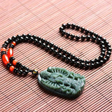 Hand Carved Hotan Jade Thousand Hand Guanyin Pendant Necklace