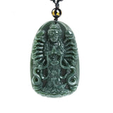 Hand Carved Hotan Jade Thousand Hand Guanyin Pendant Necklace