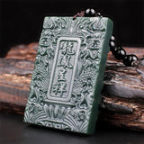 Hotan Jade Nephrite Carved Guanyin Pendant Dragon & Phoenix Necklace