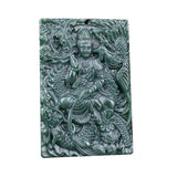 Hotan Jade Nephrite Carved Guanyin Pendant Dragon & Phoenix Necklace