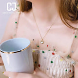 CHENJI Retro Banner Jade Ruyi Xiangyun Necklace S925 Sterling Silver