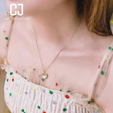 CHENJI Retro Banner Jade Ruyi Xiangyun Necklace S925 Sterling Silver