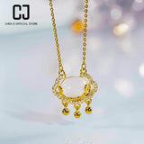 CHENJI S925 Silver Flag Chinese Wind Jade Necklace Female Peace Lock