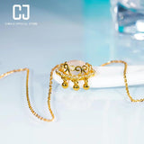 CHENJI S925 Silver Flag Chinese Wind Jade Necklace Female Peace Lock