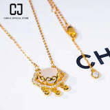 CHENJI S925 Silver Flag Chinese Wind Jade Necklace Female Peace Lock