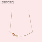Sterling Silver Rose Bow Link Chain Necklace for Women