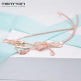 Sterling Silver Rose Bow Link Chain Necklace for Women