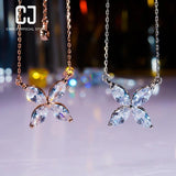 CHENJI S925 Silver 4-Leaf Clover Diamond Rose Necklace Gift