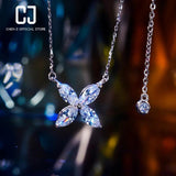 CHENJI S925 Silver 4-Leaf Clover Diamond Rose Necklace Gift
