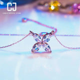 CHENJI S925 Silver 4-Leaf Clover Diamond Rose Necklace Gift