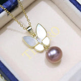Fritillaria Butterfly Pendant Freshwater Pearl Collar Chain