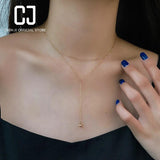 CHENJI 925 Silver Double-Layer Y-Shaped Necklace Light Niche