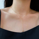 CHENJI 925 Silver Double-Layer Y-Shaped Necklace Light Niche