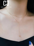 CHENJI 925 Silver Double-Layer Y-Shaped Necklace Light Niche