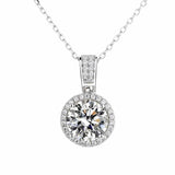 2CT Moissanite Necklace 925 Sterling Silver D Moissanite Diamond Charm Necklace