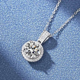 2CT Moissanite Necklace 925 Sterling Silver D Moissanite Diamond Charm Necklace